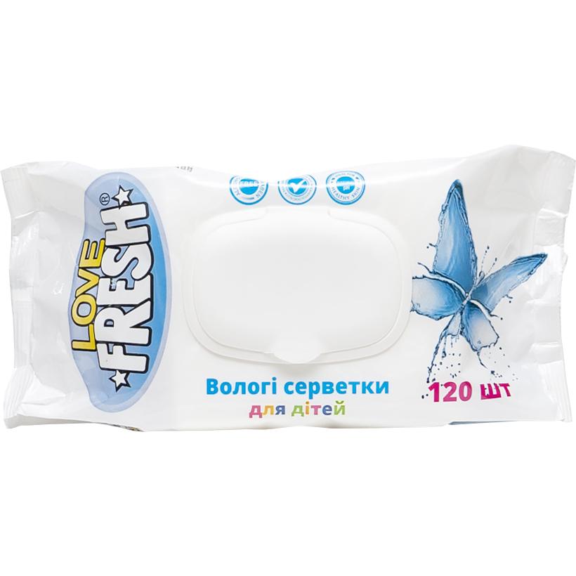 Влажные салфетки для детей "Love Fresh" 120 штук с клапаном - купить ...